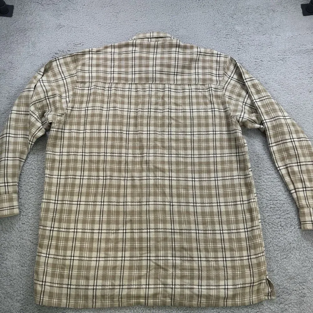 Levi's Dry Goods‎ Shirt Men's L Beige Plaid Long Sleeve Button Up Flannel